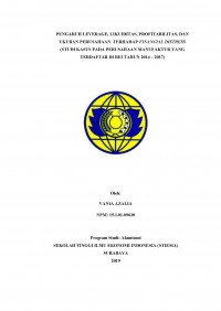 PENGARUH LEVERAGE, LIKUIDITAS, PROFITABILITAS, DAN UKURAN PERUSAHAAN TERHADAP FINANCIAL DISTRESS (STUDI KASUS PADA PERUSAHAAN MANUFAKTUR YANG TERDAFTAR DI BEI TAHUN 2014- 2017)