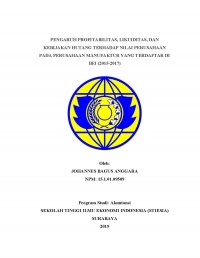 PENGARUH PROFITABILITAS, LIKUIDITAS, DAN KEBIJAKAN HUTANG TERHADAP NILAI PERUSAHAAN PADA PERUSAHAAN MANUFAKTUR YANG TERDAFTAR DI BEI (2015- 2017)