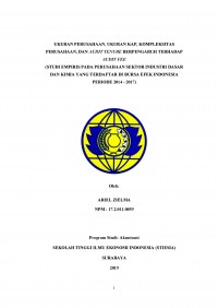 UKURAN PERUSAHAAN ,UKURAN KAP,KOMPLEKSITAS PERUSAHAAN, DAN AUDIT TENURE BERPENGARUH TERHADAP AUDIT FEE (STUDI EMPIRIS PADA PERUSAHAAN SEKTOR INDUSTRI DASAR DAN KIMIA YANG TERDAFTAR DI BURSA EFEK INDONESIA PERIODE 2014-2017)