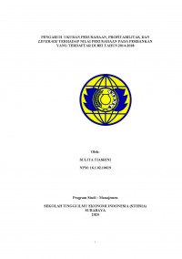 PENGARUH UKURAN PERUSAHAAN, PROFITABILITAS, DAN LEVERAGE TERHADAP NILAI PERUSAHAAN PADA PERBANKAN YANG TERDAFTAR DI BEI TAHUN 2014-2018